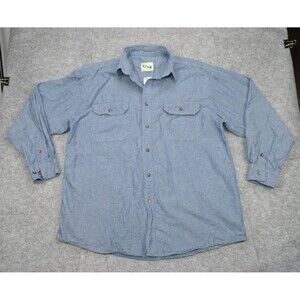 Vintage KEY Blue Denim Pearl Snap Button Front Western Shirt‎ Size XL Regular